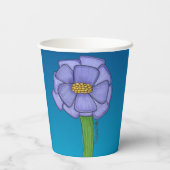 Gobelets En Papier Purple Square Flower with Blue background (Verso)