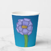 Gobelets En Papier Purple Square Flower with Blue background (Recto)