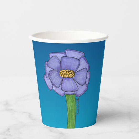 Gobelets En Papier Purple Square Flower with Blue background (Recto)