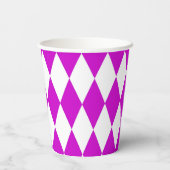 Gobelets En Papier Purple White Harlequin Diamonds Checkers Design  (Verso)
