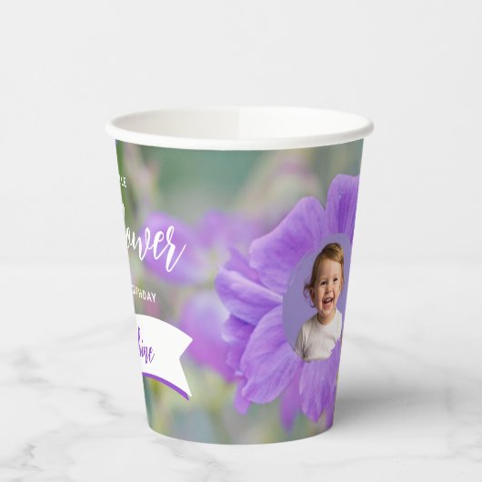 Gobelets En Papier Purple Wildflower Custom Photo Template Birthday (Gauche)