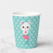 Gobelets En Papier Purrmais Mermaid Kitty fête d'anniversaire turquoi (Recto)