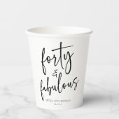 Gobelets En Papier Quarante et fabuleux Minimal 40e fête d'anniversai (Recto)