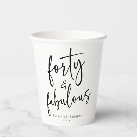 Gobelets En Papier Quarante et fabuleux Minimal 40e fête d'anniversai (Recto)