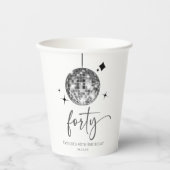 Gobelets En Papier Quarante Silver Disco Ball 40e fête d'anniversaire (Recto)