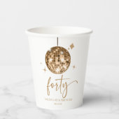 Gobelets En Papier Quarty Gold Disco Ball 40e fête d'anniversaire (Recto)