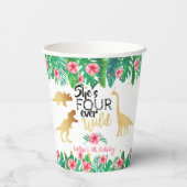 Gobelets En Papier Quatre filles dinosaures sauvages de tous les jour (Verso)