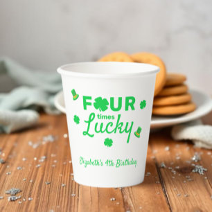 Gobelets En Papier Quatre fois Lucky 4e anniversaire