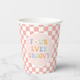 Gobelets En Papier Quatre Forever Groovy Rose à damier