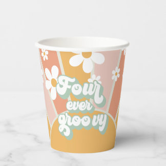 Gobelets En Papier Quatre par Super Retro Sunshine Daisy Anniversaire