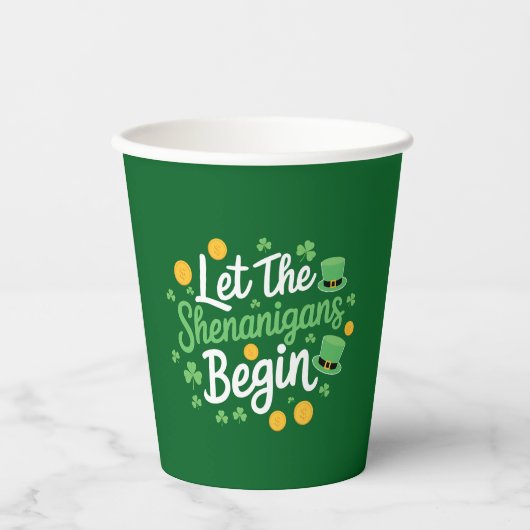 Gobelets En Papier Que les frasques commencent Drôle de Saint-Patrick (Recto)