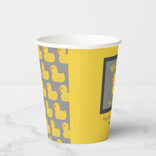 Gobelets En Papier Quel canard Anniversaire drôle Jaune (Droite)