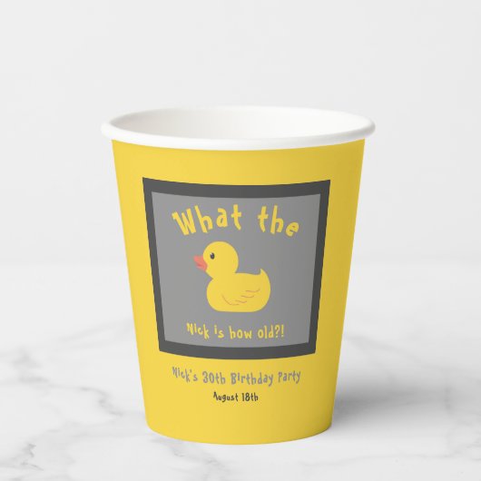 Gobelets En Papier Quel canard Anniversaire drôle Jaune (Recto)