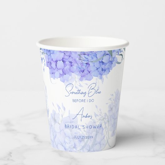 Gobelets En Papier Quelque chose bleu hydrangée douche nuptiale impri (Verso)