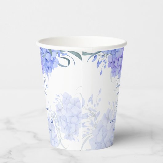 Gobelets En Papier Quelque chose bleu hydrangée douche nuptiale impri (Droite)
