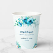 Gobelets En Papier Quelque Chose de Bleu Fleurs Aquarelle Baby Shower (Verso)