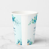 Gobelets En Papier Quelque Chose de Bleu Fleurs Aquarelle Baby Shower (Droite)