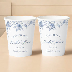 Gobelets En Papier Quelque Chose de Bleu Floral Baby Shower de Mariag