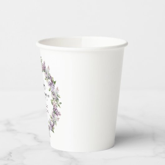 Gobelets En Papier Quinceanera personnalisée Fleur Lilac violette (Gauche)