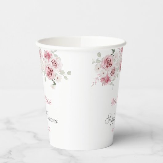 Gobelets En Papier Quinceañera rose rose pâle (Gauche)