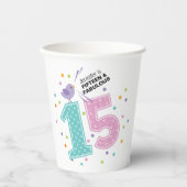 Gobelets En Papier Quinze et fabuleux Confetti rose personnalisés Ann (Recto)