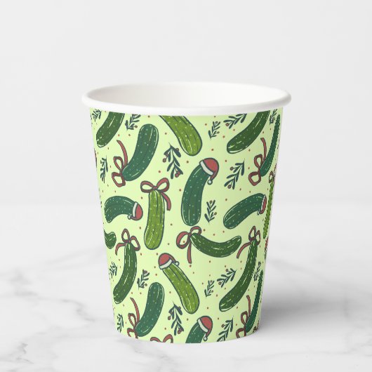 Gobelets En Papier Quirky Festive Pickles de Noël Motif (Verso)