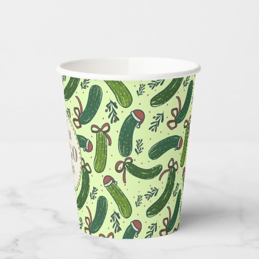 Gobelets En Papier Quirky Festive Pickles de Noël Motif (Gauche)