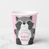 Gobelets En Papier Raccoon Baby shower rose (Verso)