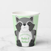 Gobelets En Papier Raccoon Baby shower vert (Verso)