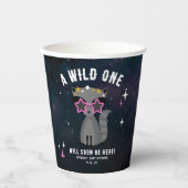 Gobelets En Papier Raccoon Cosmic Wild One Rose Girl Baby shower (Recto)