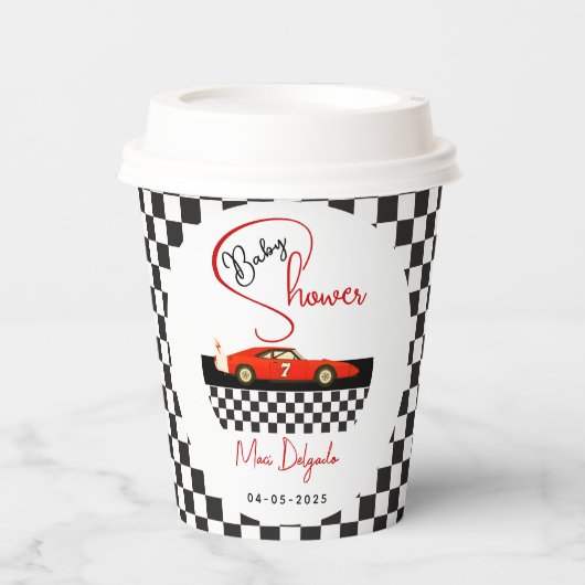 Gobelets En Papier Race Car Boy Baby Shower | Little Racer Party (Recto)