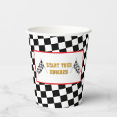 Gobelets En Papier Race Car Checkered Flag 1st Birthday Party (Verso)