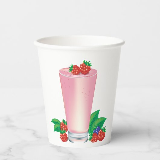 Gobelets En Papier Rafraîchir Berry Smoothie Boisson Rose (Recto)