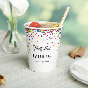 Gobelets En Papier Rainbow confetti arrose le décor de fête d'anniver