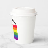 Gobelets En Papier Rainbow Flag Happy GLBT Pride Texte personnalisé (Gauche)