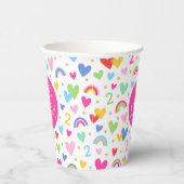 Gobelets En Papier Rainbow Hearts 2e fête d'anniversaire Nom personna (Droite)