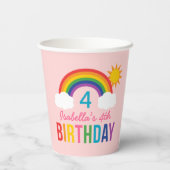 Gobelets En Papier Rainbow Sky Girls Anniversaire Fête Rose (Verso)