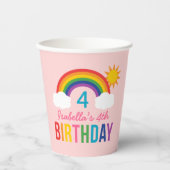 Gobelets En Papier Rainbow Sky Girls Anniversaire Fête Rose (Recto)