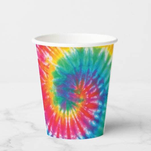 Gobelets En Papier Rainbow Tie Dye Motif nouveauté (Recto)