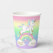 Gobelets En Papier Rainbow Unicorn Anniversaire (Verso)