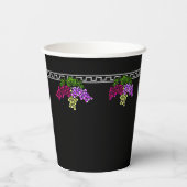 Gobelets En Papier Raisins Art Déco - Noir, Argent, Violet Monogramme (Verso)