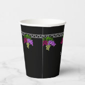 Gobelets En Papier Raisins Art Déco - Noir, Argent, Violet Monogramme (Droite)