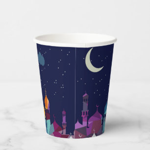 Gobelets En Papier Ramadan Kareem Typographie Texte du Croissant isla