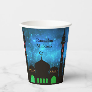 Gobelets En Papier Ramadan Kareem Typographie Texte du Croissant isla
