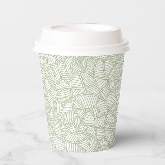 Gobelets En Papier Random Leaf Mosaic Pale Green (Recto)