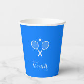 Gobelets En Papier Raquettes de tennis et boule Ultramarine bleu (Verso)