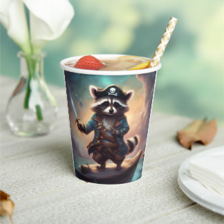 Gobelets En Papier Raton pirate sur du bois flotté