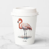 Gobelets En Papier Rayon de Flamant rose : Aquarelle tropicale, perso (Verso)