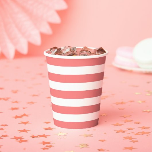 Gobelets En Papier Rayure de corail (Insitu)