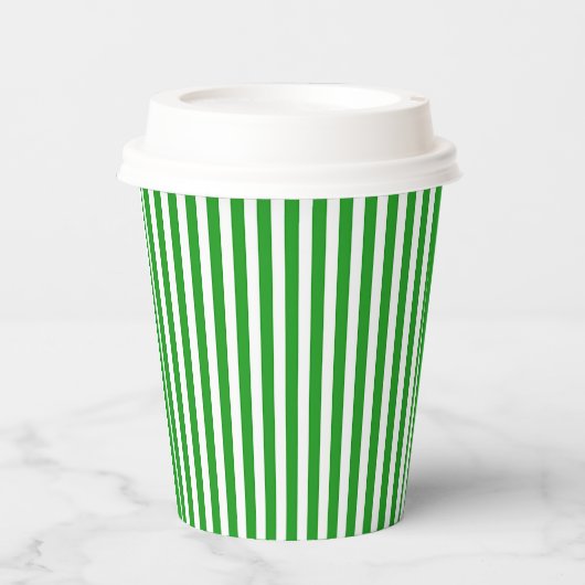 Gobelets En Papier Rayure verte (Recto)